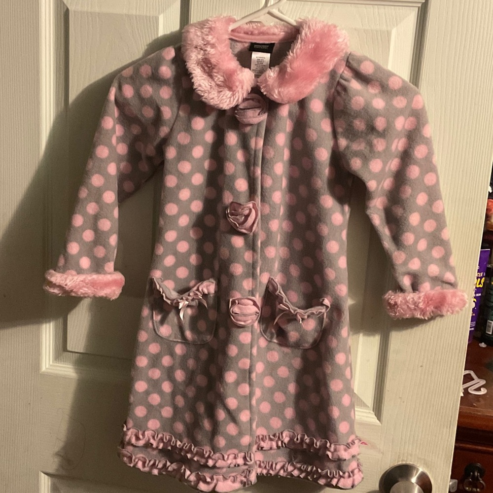 Holiday Editions Pink Polka Dot Fleece Coat